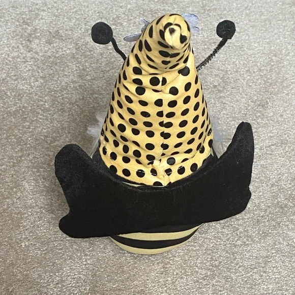 Bee Gnomes Figurines Plush 14" High Set of 2 Yellow with Antennae Wings Beard - Picture 3 of 9